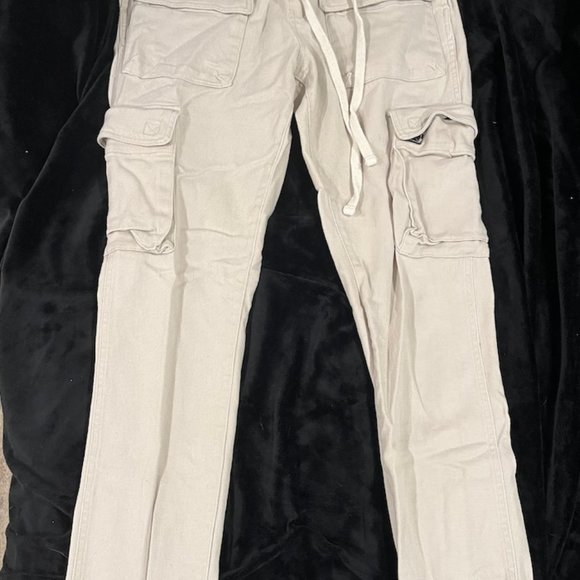 Khaki / Cream Urban Outfitters Standard Cloth Large Cargo Pants - Picture 2 of 6
